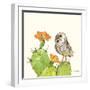 Prickly Pear and Elf Owl-Robbin Rawlings-Framed Art Print