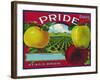 Pride Brand Apple Label, Watsonville, California-Lantern Press-Framed Art Print