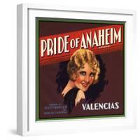 Pride of Anaheim Brand - Anaheim, California - Citrus Crate Label-Lantern Press-Framed Art Print