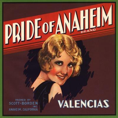 'Pride of Anaheim Brand Anaheim, California Citrus Crate Label