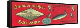 Pride of the Navy Salmon Can Label - Bellingham, WA-Lantern Press-Framed Stretched Canvas