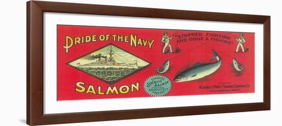 Pride of the Navy Salmon Can Label - Bellingham, WA-Lantern Press-Framed Art Print