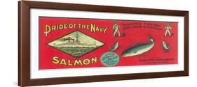 Pride of the Navy Salmon Can Label - Bellingham, WA-Lantern Press-Framed Art Print