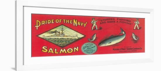 Pride of the Navy Salmon Can Label - Bellingham, WA-Lantern Press-Framed Art Print