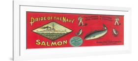 Pride of the Navy Salmon Can Label - Bellingham, WA-Lantern Press-Framed Premium Giclee Print