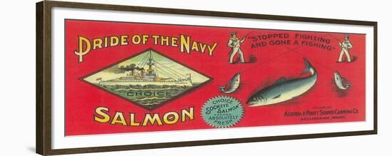 Pride of the Navy Salmon Can Label - Bellingham, WA-Lantern Press-Framed Premium Giclee Print