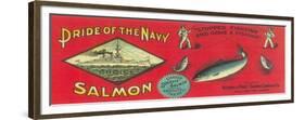 Pride of the Navy Salmon Can Label - Bellingham, WA-Lantern Press-Framed Premium Giclee Print