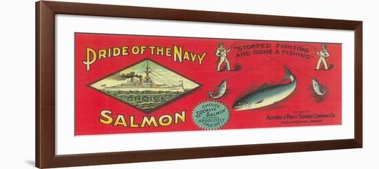 Pride of the Navy Salmon Can Label - Bellingham, WA-Lantern Press-Framed Premium Giclee Print