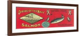 Pride of the Navy Salmon Can Label - Bellingham, WA-Lantern Press-Framed Premium Giclee Print