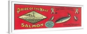 Pride of the Navy Salmon Can Label - Bellingham, WA-Lantern Press-Framed Premium Giclee Print