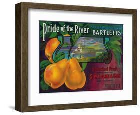 Pride of the River Pear Crate Label - Locke, CA-Lantern Press-Framed Art Print