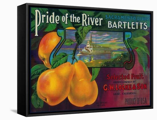 Pride of the River Pear Crate Label - Locke, CA-Lantern Press-Framed Stretched Canvas