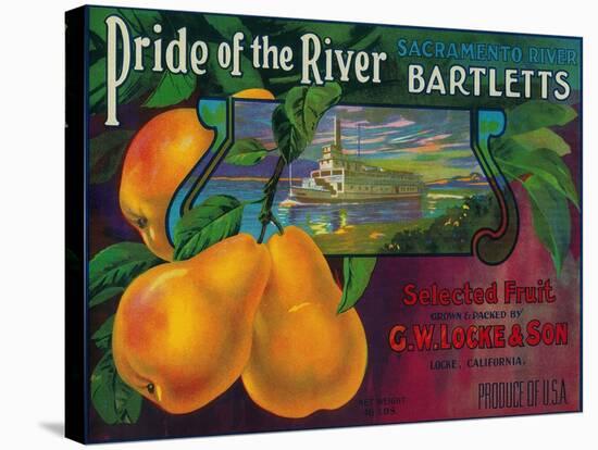 Pride of the River Pear Crate Label - Locke, CA-Lantern Press-Stretched Canvas