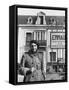 Priest Abbe Pierre Groues, Standing in Front of the Community He Is Building for the Homeless-null-Framed Stretched Canvas