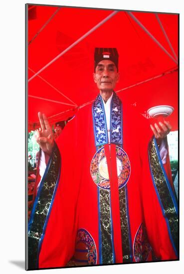 Priest and Offering, Hong Kong, China-null-Mounted Photographic Print