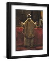 Priest at the Altar-Francois-Marius Granet-Framed Giclee Print