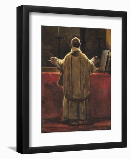 Priest at the Altar-Francois-Marius Granet-Framed Giclee Print