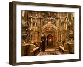 Priest at Tomb of Jesus Christ, Church of Holy Sepulchre, Old Walled City, Jerusalem, Israel-Christian Kober-Framed Photographic Print