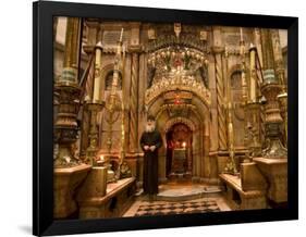 Priest at Tomb of Jesus Christ, Church of Holy Sepulchre, Old Walled City, Jerusalem, Israel-Christian Kober-Framed Photographic Print