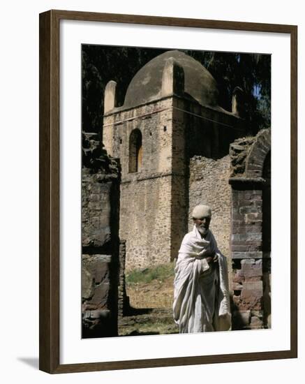 Priest Caretaker, Kuskuam (Kusquam) Church, Gondar, Ethiopia, Africa-David Poole-Framed Photographic Print