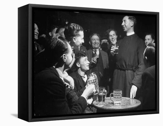 Priest Drinking in a Pub During a Revival of the Church of England-null-Framed Stretched Canvas