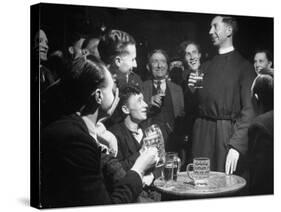 Priest Drinking in a Pub During a Revival of the Church of England-null-Stretched Canvas