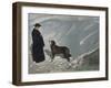 Priest from the Hospice on the St. Bernard Pass with One of the Famous Rescue Dogs-null-Framed Photographic Print