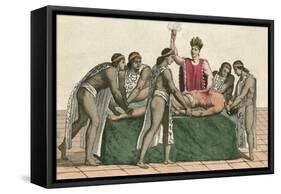 Priest in Tenochtitlan Plucks the Heart from Human Sacrifice-null-Framed Stretched Canvas