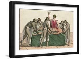 Priest in Tenochtitlan Plucks the Heart from Human Sacrifice-null-Framed Art Print
