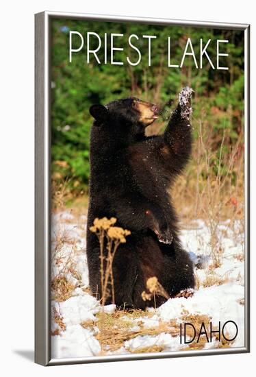 Priest Lake, Idaho - Bear Playing-Lantern Press-Framed Art Print