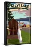 Priest Lake, Idaho - Chairs and Lake-Lantern Press-Framed Art Print