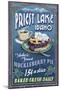 Priest Lake, Idaho - Huckleberry Pie Vintage Sign-Lantern Press-Mounted Art Print
