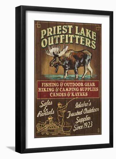 Priest Lake, Idaho - Moose Outfitters-Lantern Press-Framed Art Print
