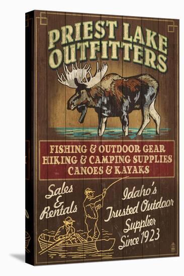 Priest Lake, Idaho - Moose Outfitters-Lantern Press-Stretched Canvas