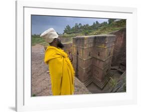 Priest Outside the Sunken Rock Hewn Church of Bet Giyorgis, Lalibela, Ethiopia-Gavin Hellier-Framed Photographic Print