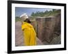 Priest Outside the Sunken Rock Hewn Church of Bet Giyorgis, Lalibela, Ethiopia-Gavin Hellier-Framed Photographic Print