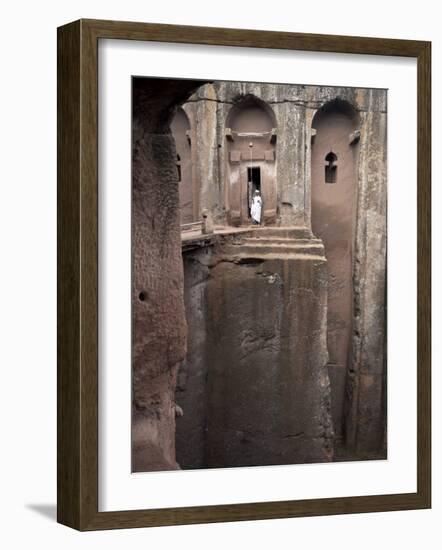 Priest Stands at the Entrance to the Rock-Hewn Church of Bet Gabriel-Rufael, Lalibela, Ethiopia-Mcconnell Andrew-Framed Photographic Print