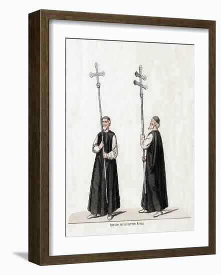 Priest with Silver Cross, Costume Design for Shakespeare's Play, Henry VIII, 19th Century-null-Framed Giclee Print