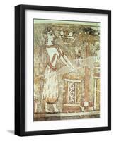 Priestess at an Altar, Detail from a Sarcophagus from a Tomb at Ayia Triada, Crete, Late Minoan-null-Framed Giclee Print