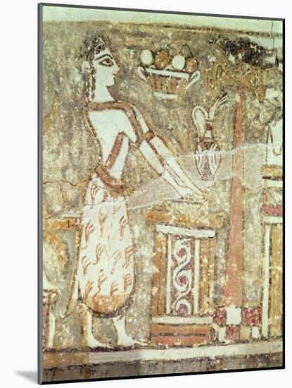 Priestess at an Altar, Detail from a Sarcophagus from a Tomb at Ayia Triada, Crete, Late Minoan-null-Mounted Giclee Print