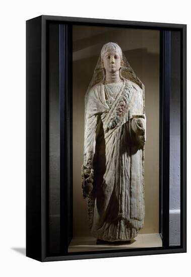 Priestess of Isis, Painted Limestone Funerary Statue, Roman Empire, 3rd Century-null-Framed Stretched Canvas