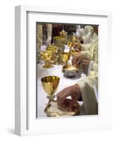 Priests' Hands Taking the Host During Mass in Easter Week-Eitan Simanor-Framed Photographic Print