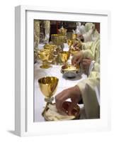 Priests' Hands Taking the Host During Mass in Easter Week-Eitan Simanor-Framed Photographic Print