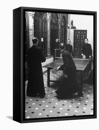 Priests Playing Ping-Pong at Social School-Dmitri Kessel-Framed Stretched Canvas