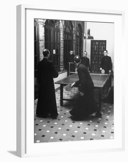 Priests Playing Ping-Pong at Social School-Dmitri Kessel-Framed Photographic Print