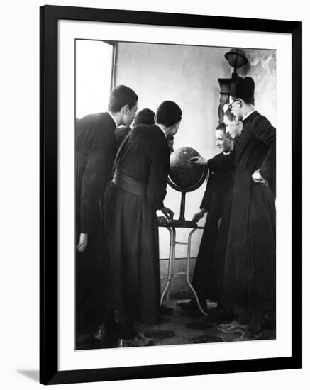 Priests Studying Globe-null-Framed Photographic Print