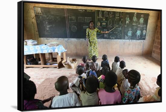 Primary school in Africa, Hevie, Benin-Godong-Framed Stretched Canvas