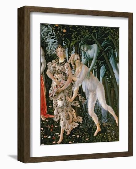 Primavera: Detail of the Zephyr, and Flora as the Hour of Spring-Sandro Botticelli-Framed Giclee Print