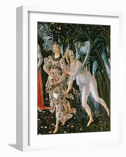 Primavera: Detail of the Zephyr, and Flora as the Hour of Spring-Sandro Botticelli-Framed Giclee Print