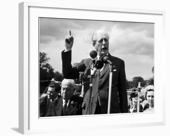 Prime Minister Harold Macmillan Speaking at Conservative Fete in Bromley-null-Framed Photographic Print